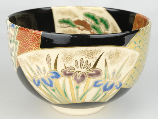 栗山園オンライン通販部 / 【出物】 黒釉地紙之図茶碗 8代高橋道八