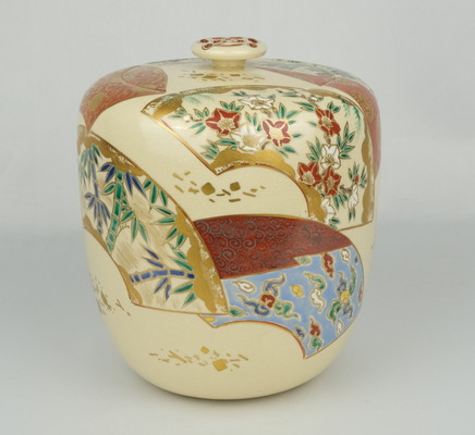 栗山園オンライン通販部 / 【出物】 仁清写扇面五節句絵水指 森里陶楽