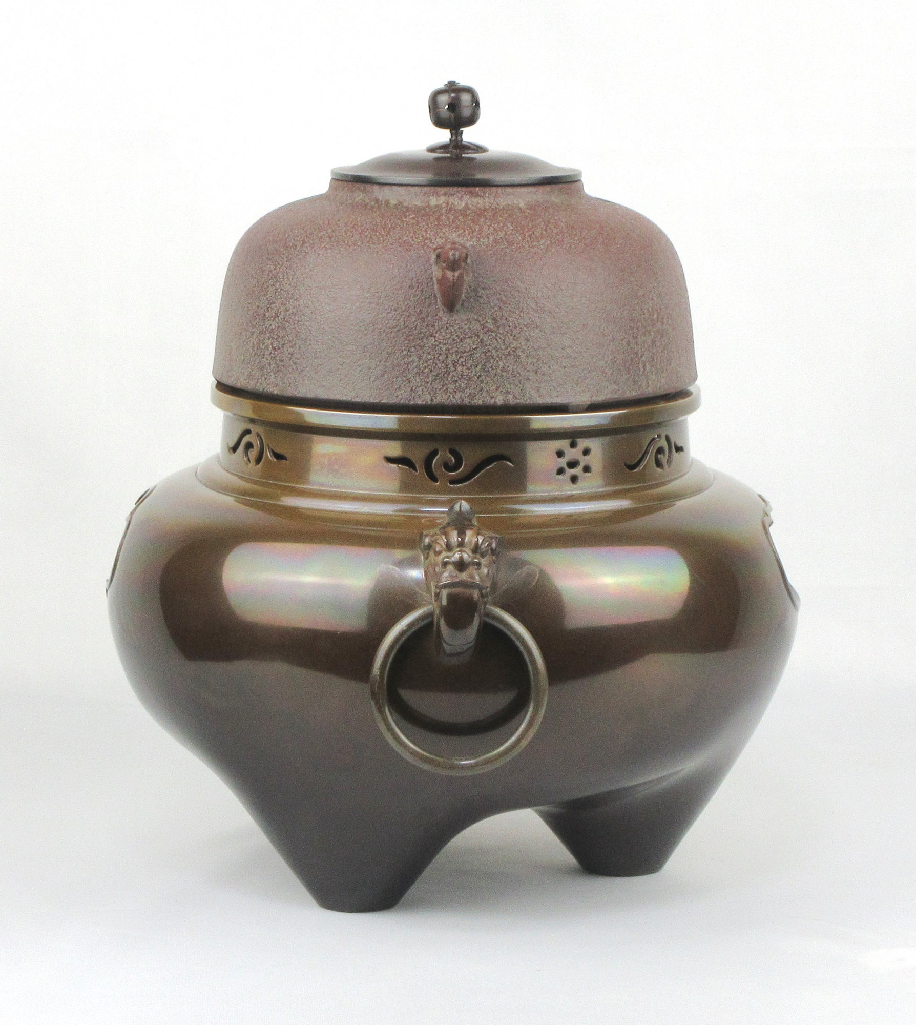 栗山園オンライン通販部 / 【出物】 平丸釜添唐銅鬼面風炉 高橋敬典