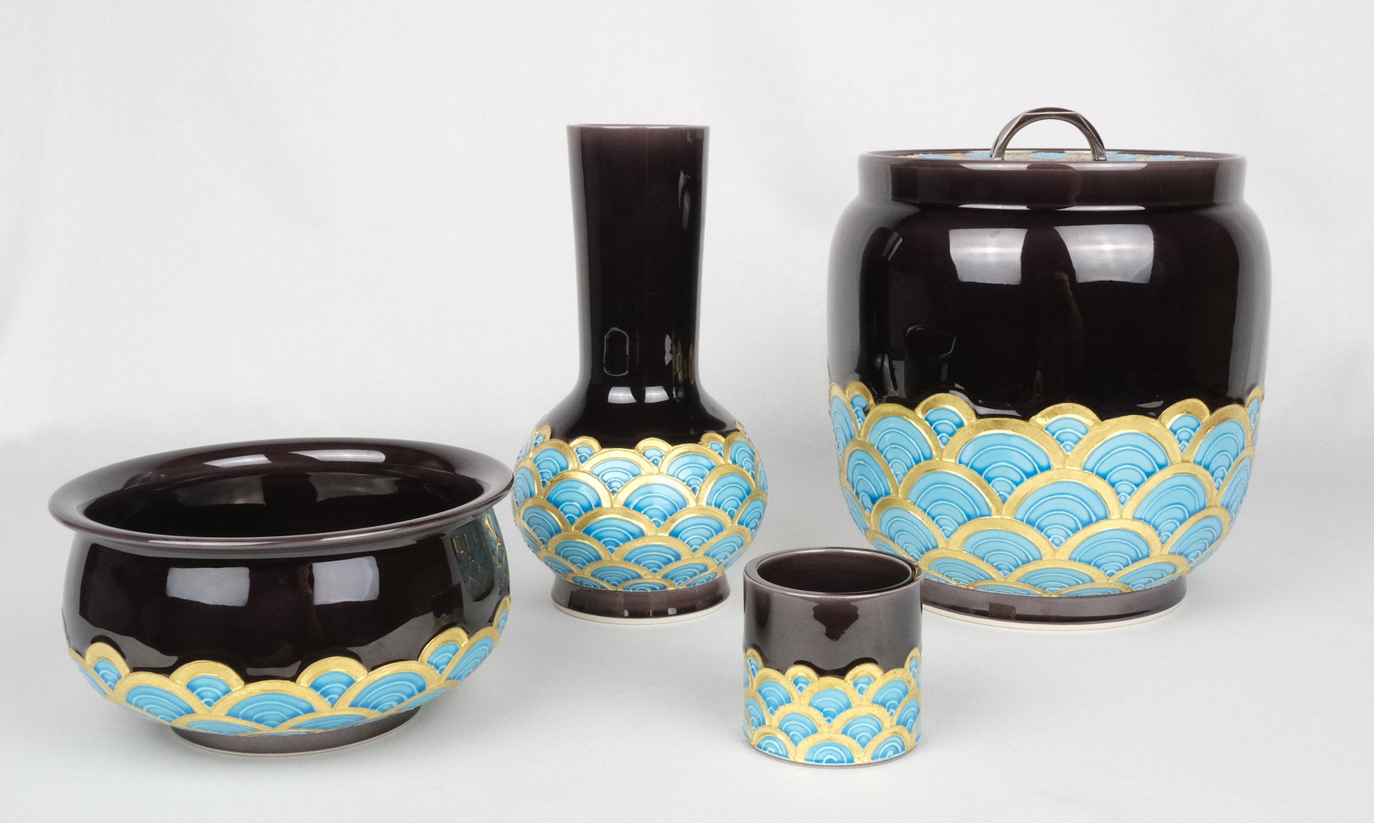 栗山園オンライン通販部 / 【出物】 紫交趾青海波皆具 翠嵐窯