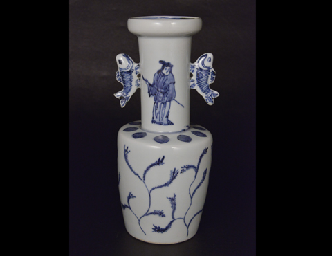 荒川豊藏 染付高砂手花入 | しぶや黒田陶苑