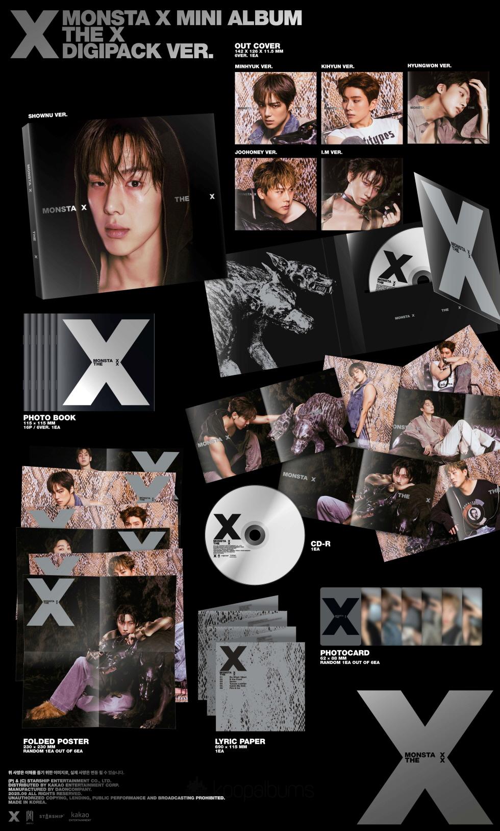 MONSTA X - [THE X] 13th Mini Album DIGIPACK LIMITED 6 Version SET