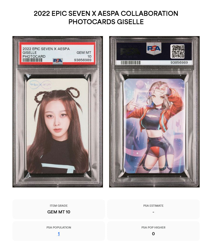 GISELLE 2022 EPIC SEVEN X AESPA RARE PHOTOCARD GEM MINT PSA 10