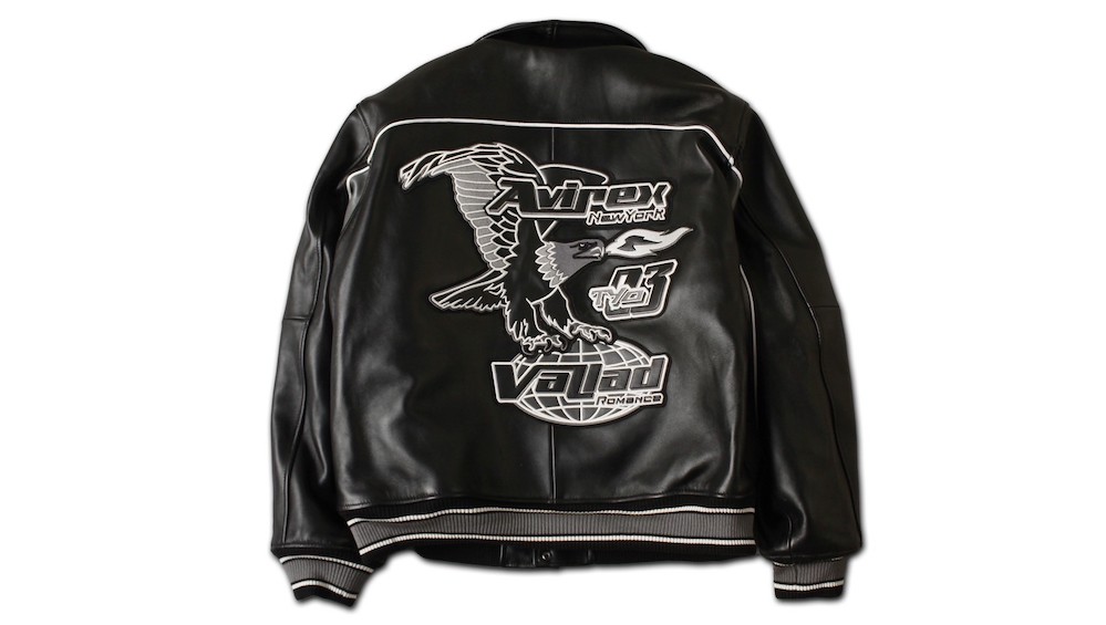 A varsity jacket created by Avilex x Barad , for posterity. A