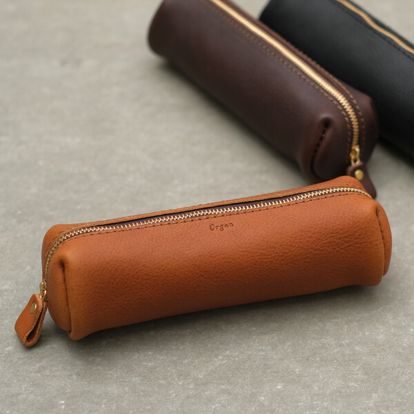 エルメス ピッコロ ペンケース レザー ライトブラウン 茶 シルバー金具