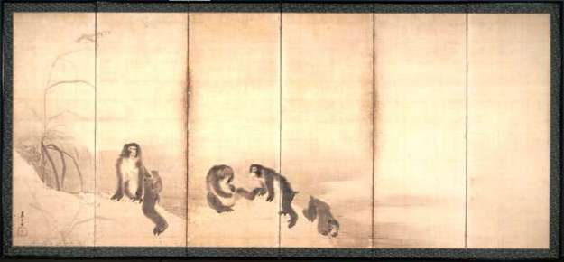 群猿図屏風 長沢芦雪筆