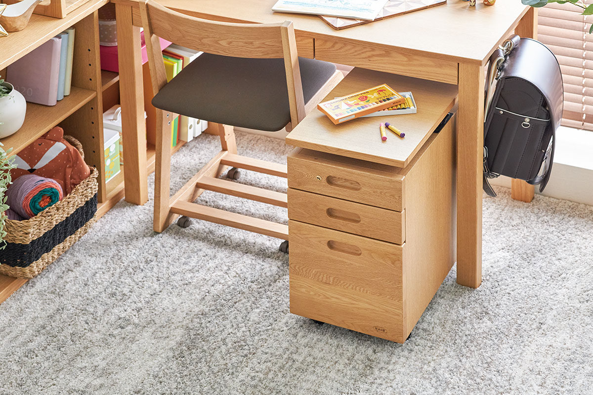 天板昇降式の大容量収納ワゴン｜No.28昇降袖｜学習デスク｜製品一覧