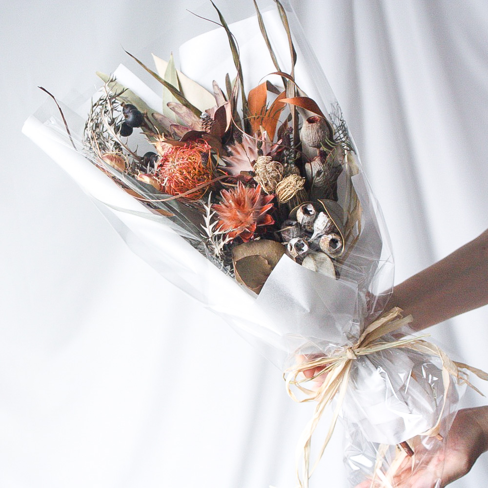 商品詳細 【定番ブーケ】ワイルドドライフラワーのブーケ□暖色系/送料