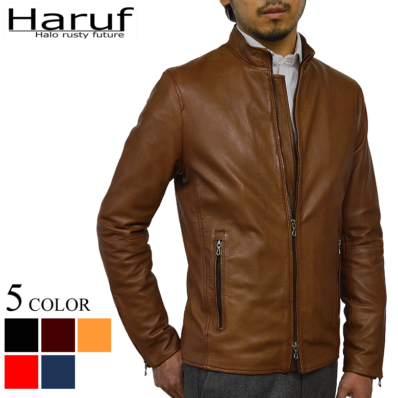 レザージャケット シングルライダース 革ジャン メンズ 本革 キャメル