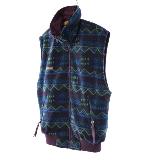 Colombia コロンビア 総柄フリース×ナイロン リバーシブルベスト 【約