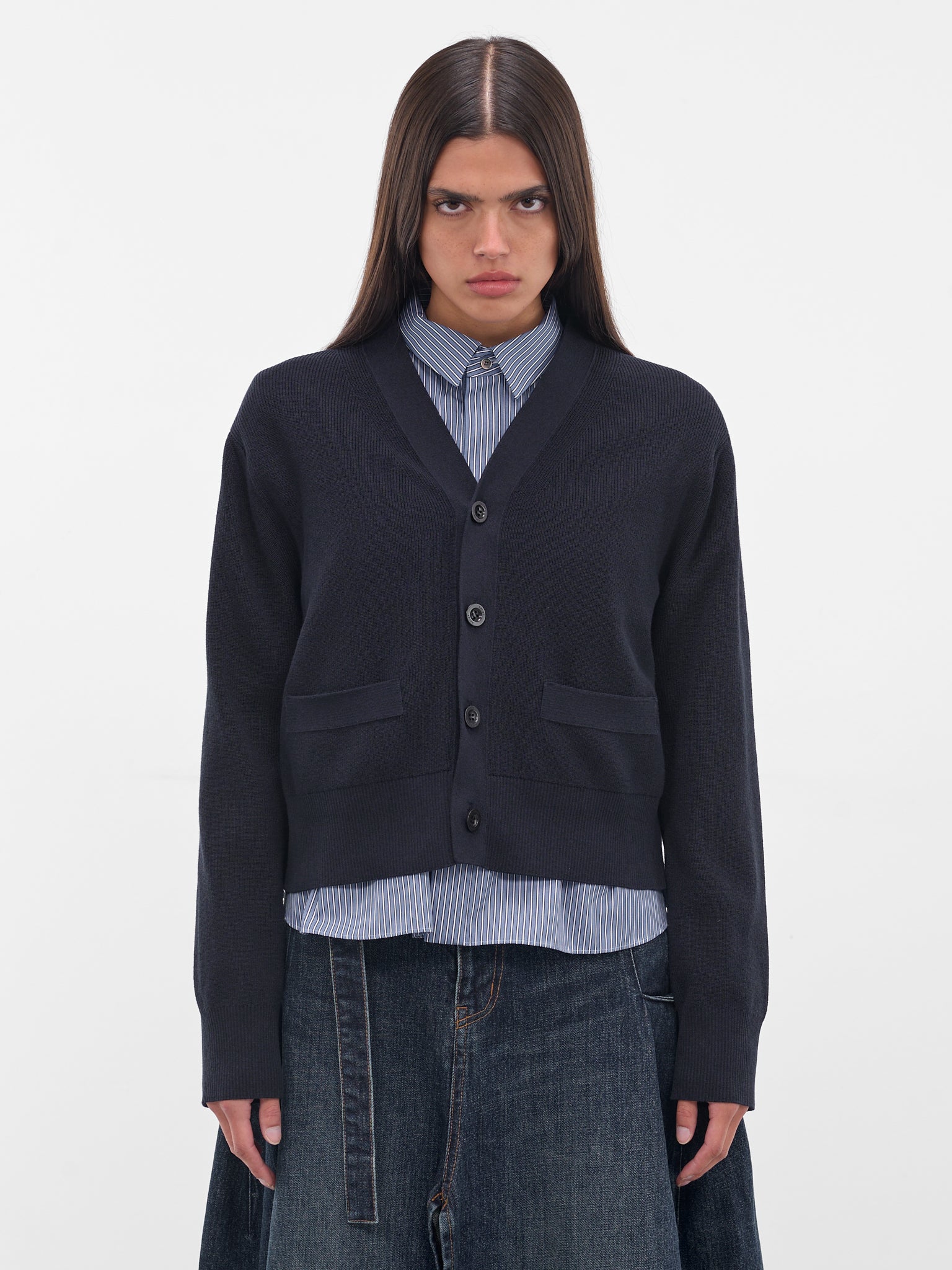 Navy Hybrid Layered Cardigan (25-08170-239-NAVY-BLUE)