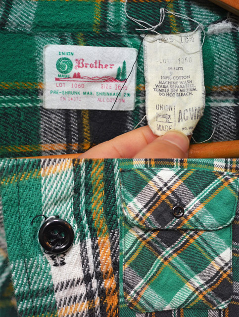 70's FIVE BROTHER ヘビーネルシャツ “グリーンベース” - used&vintage