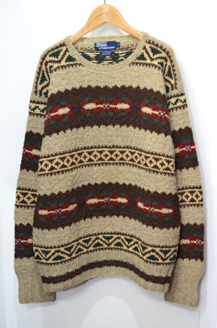 90' Polo Ralph Lauren ネイティブ柄ハンドニット - used&vintage box