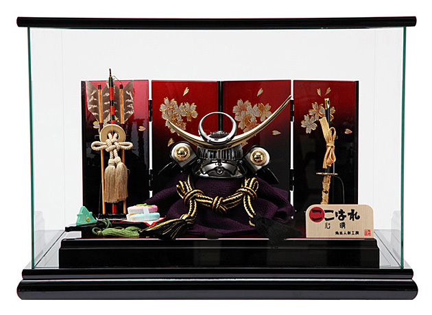 五月人形 兜平台ケース飾りセット ここはれ-心晴-晴皐月硝子小箱