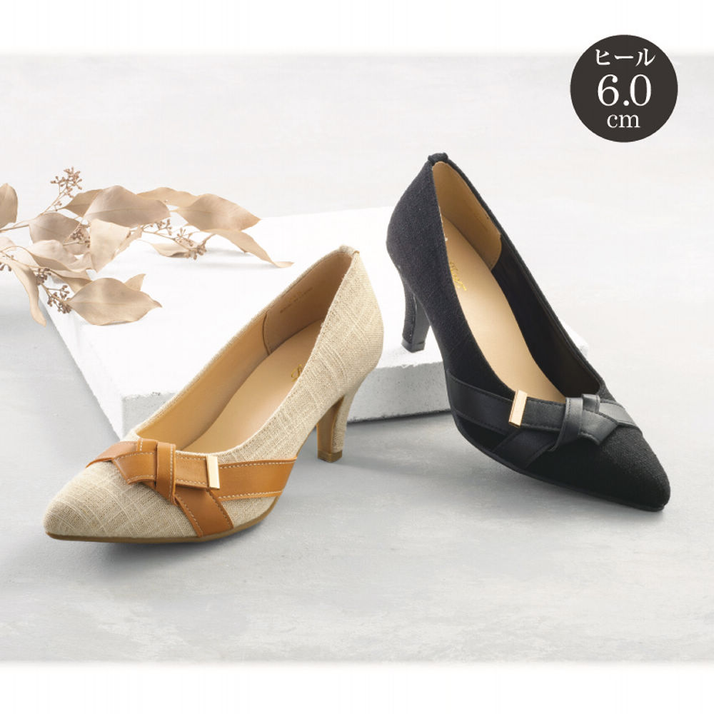 レディースリボンパンプス【22.5～25.0cm】ヒール6.0cm | 激安靴の通販