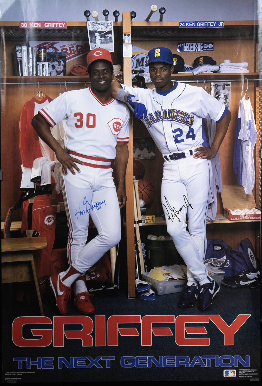 Ken Griffey Sr. - Autographed Signed Poster co-signed by: Ken