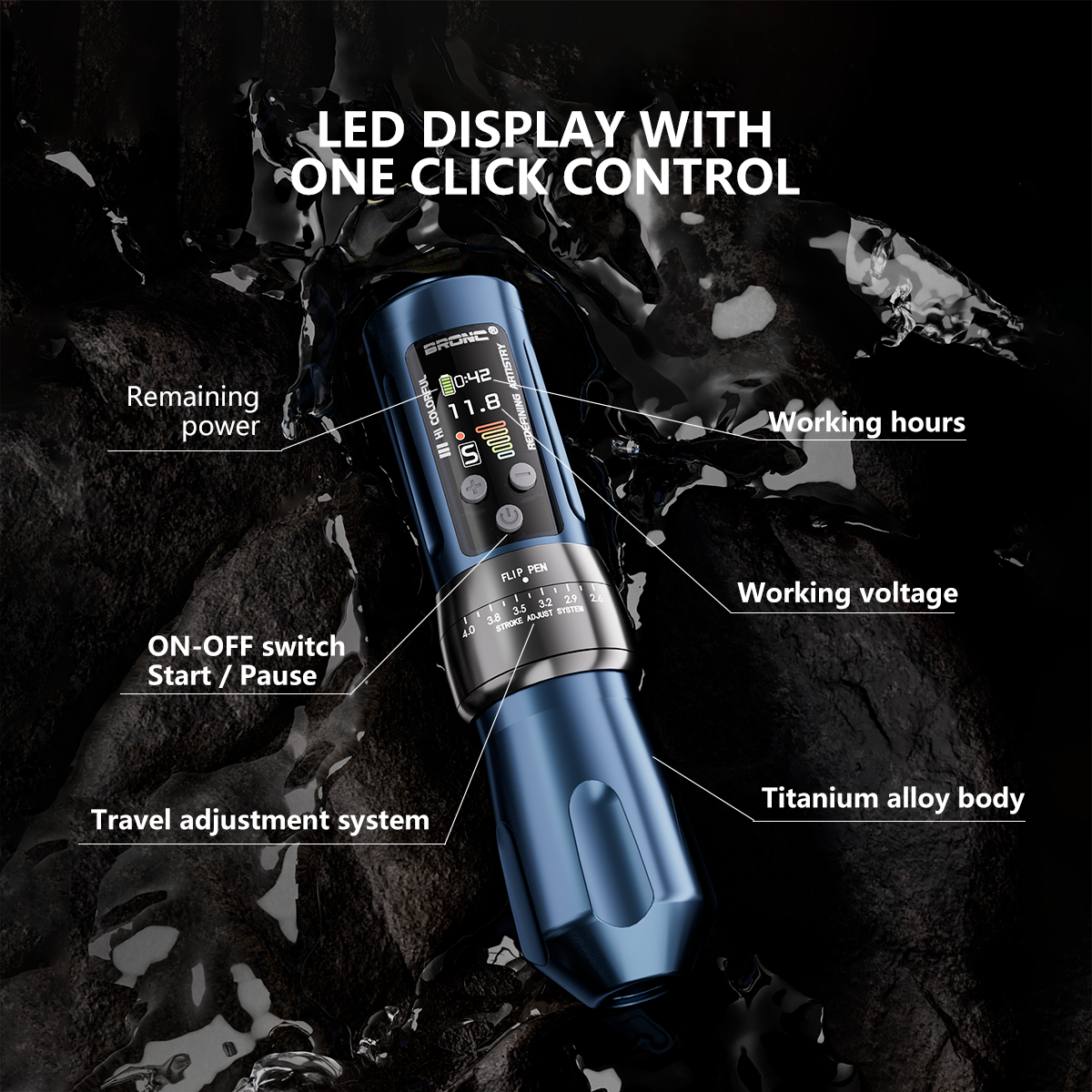 2024 BRONC X2 Adjustable Wireless Pen - Bronc Tattoo Machine