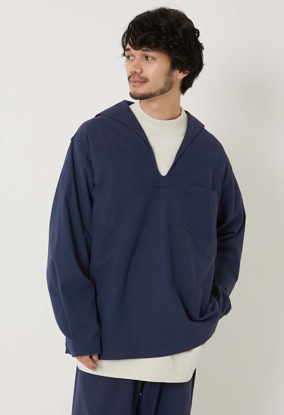 ブラッシュドストレッチ プルオーバー セーラーシャツ | BLUE BLUE