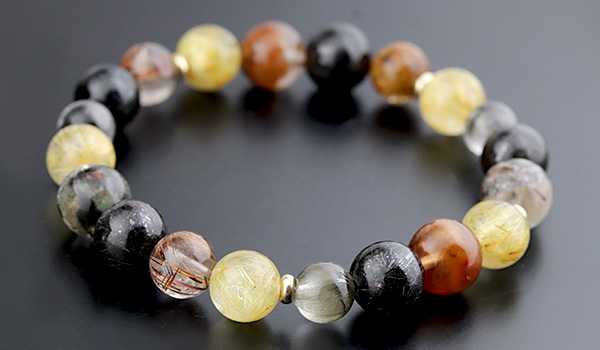 ☆]完全限定品ブレス【財神Ver.3】（ルチルクォーツAAA・ミックス