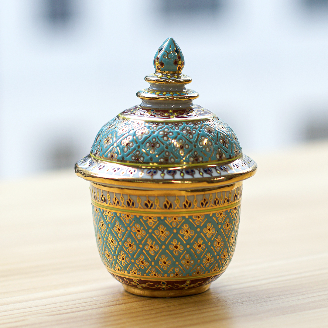 ベンジャロン焼き】壺(高さ10cm×直径6cm) / アジアン雑貨イムスアイ