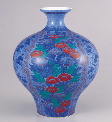 色絵吹墨芥子文花瓶｜十三代今泉今右衛門｜今右衛門