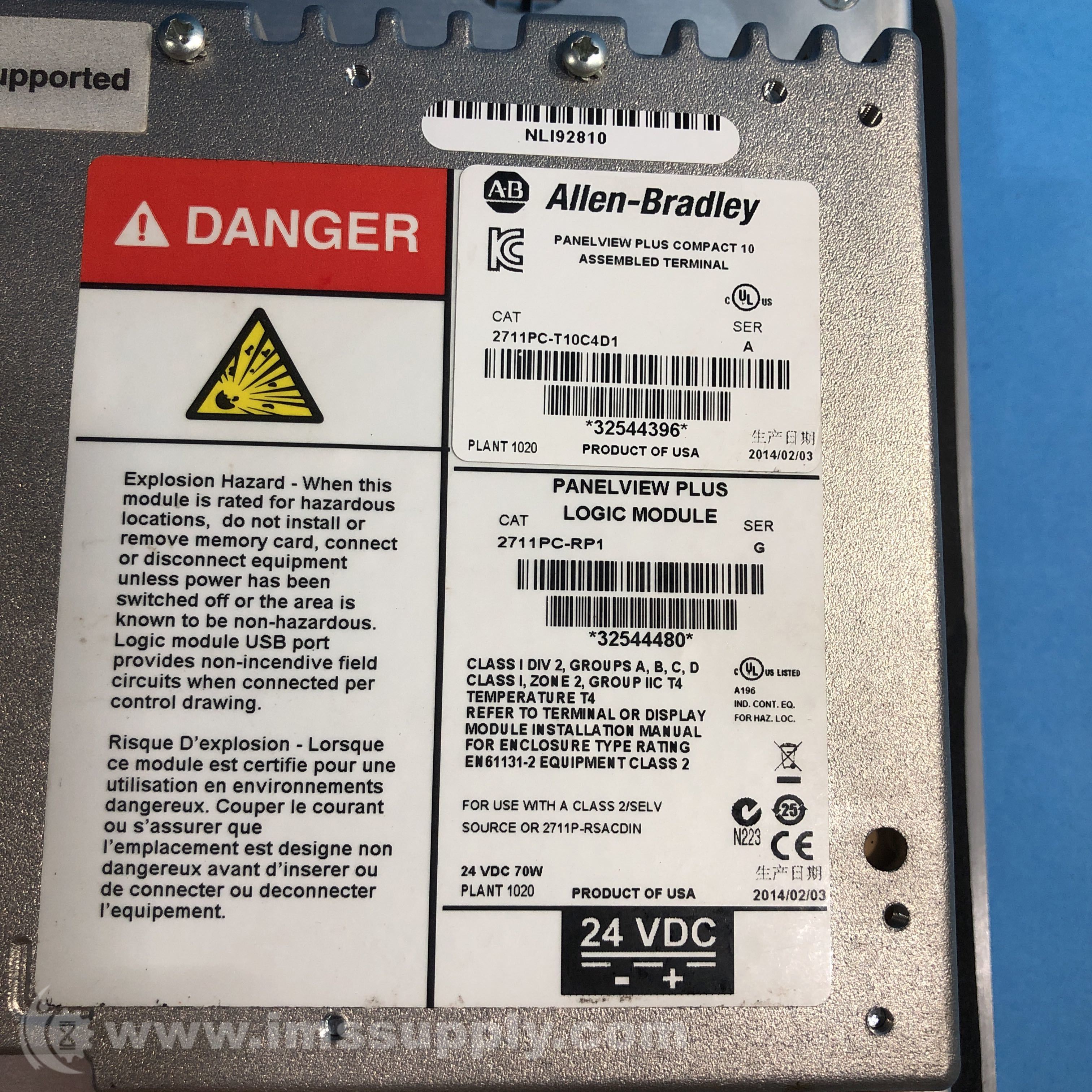 Allen Bradley 2711PC-T10C4D1 2711 PanelView Plus Terminal - IMS Supply