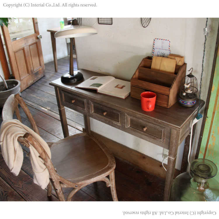 DE-1688 アンティーク古材風コンソールデスク｜100cm天然木桐