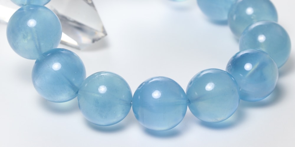 高品質++]キャッツアイアクアマリンブレスレット（約17.5mm大玉