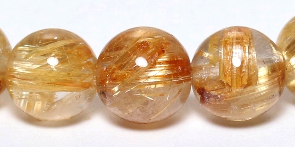 高品質]ゴールドルチルクォーツブレスレット（約7mm玉） - 埼玉県吉川