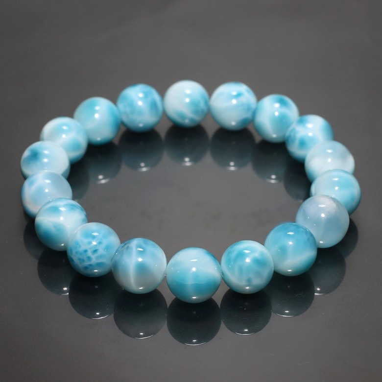 最高品質]ラリマーブレスレット（約11mm玉） - 埼玉県吉川市の天然石