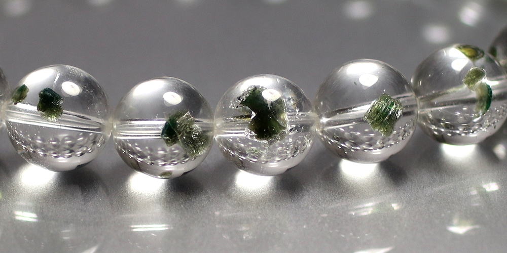 希少・高品質++]グリーンマイカインクォーツブレスレット（約9mm玉