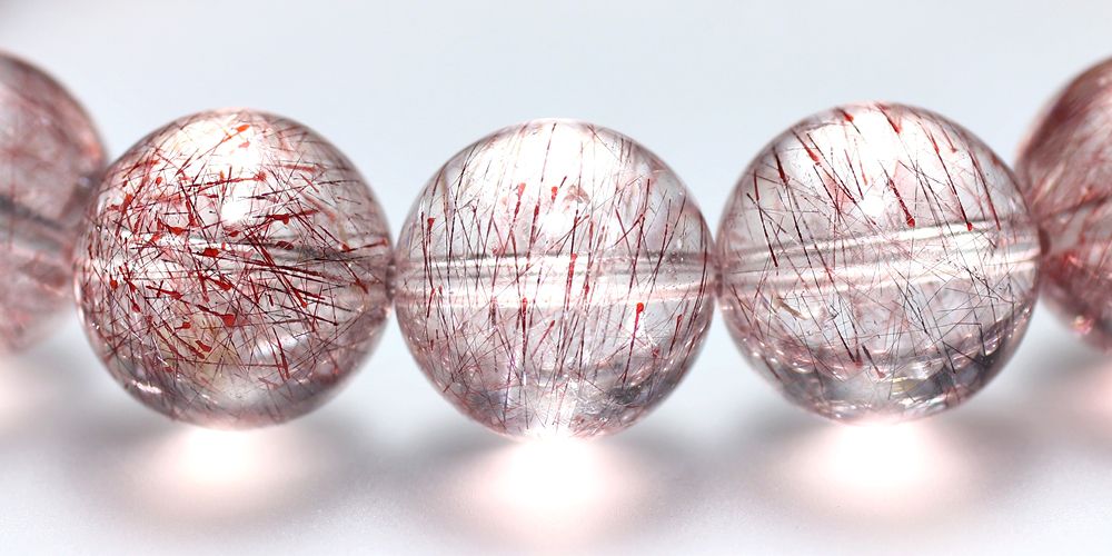 高品質++]ピンクレッド花火スーパーセブンブレスレット（約11.5mm玉