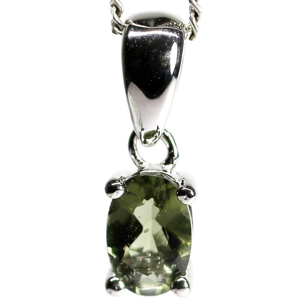 天然モルダバイトペンダントトップ/プチサイズ（シルバー925・オーバル