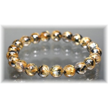 最高品質]放射タイチンルチルクォーツブレスレット（約9mm玉） - 埼玉