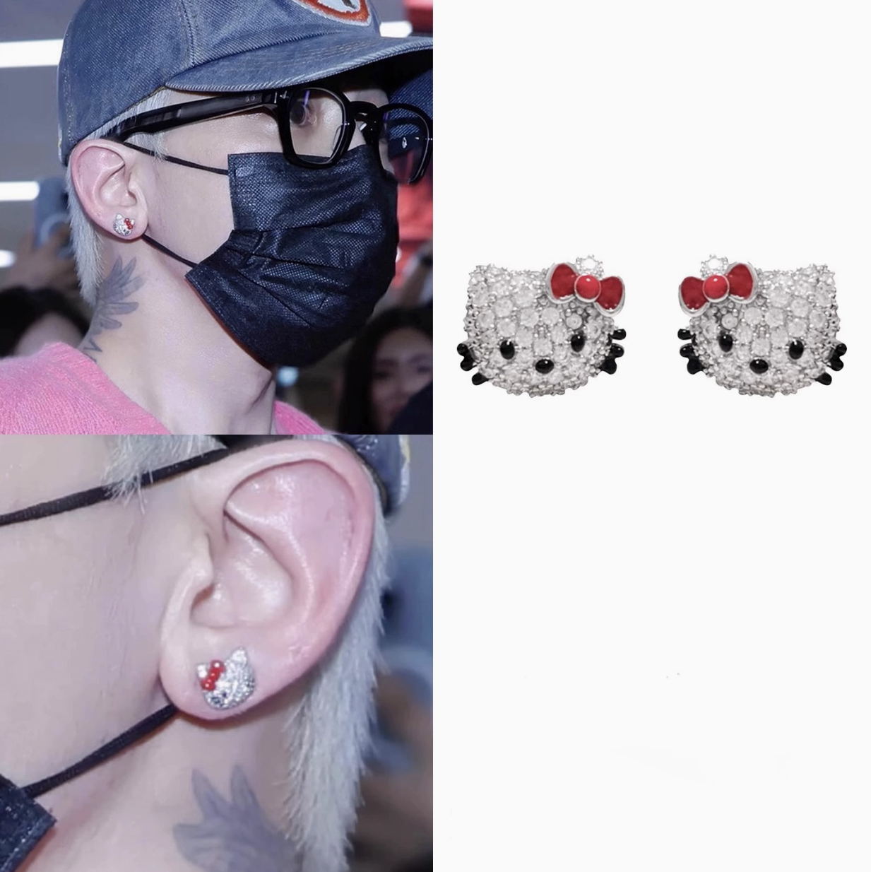 BIGBANG G-DRAGON ジヨン お揃い風ピアス キティ 025 - I DOLL STYLE