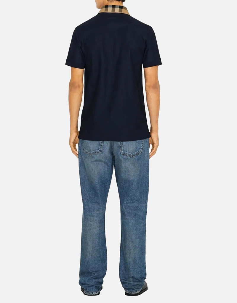 Burberry メンズ チェックカラー コットン スリムフィット ポロシャツ