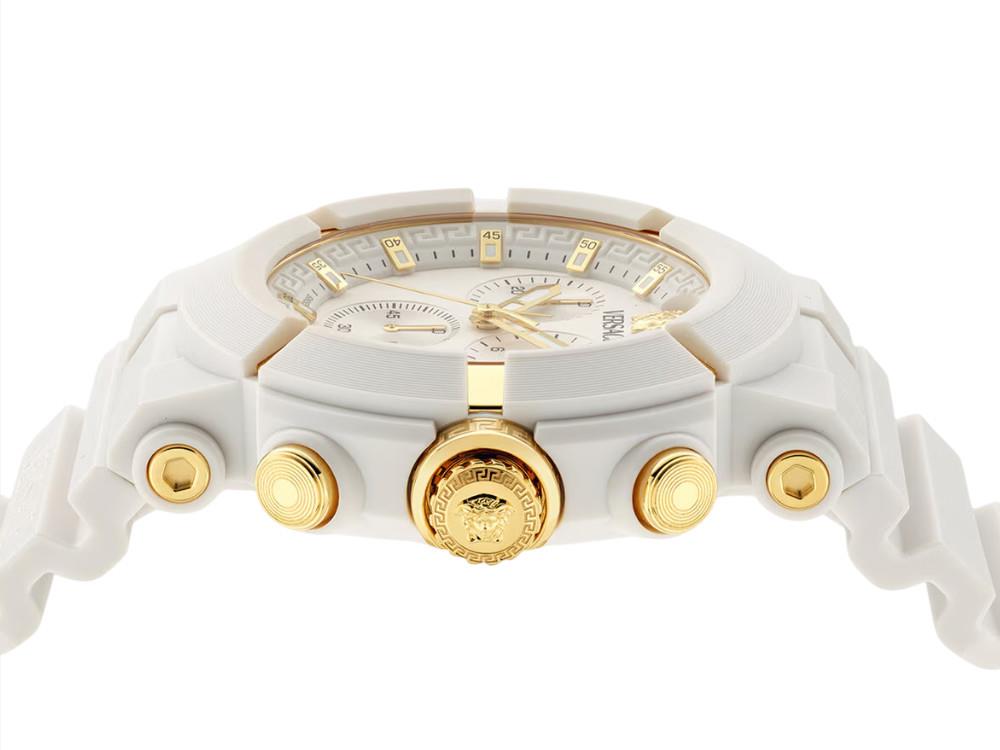 Versace Real Active ChronoQuartz Watch, Recycled Steel, White, 45