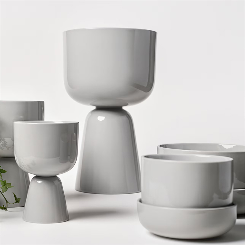 ナップラ プラントポット＆ソーサー 240x130mm ペールグレー