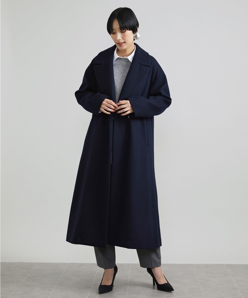 小さいサイズ]ウールビーバーロングチェスターコート/定番人気