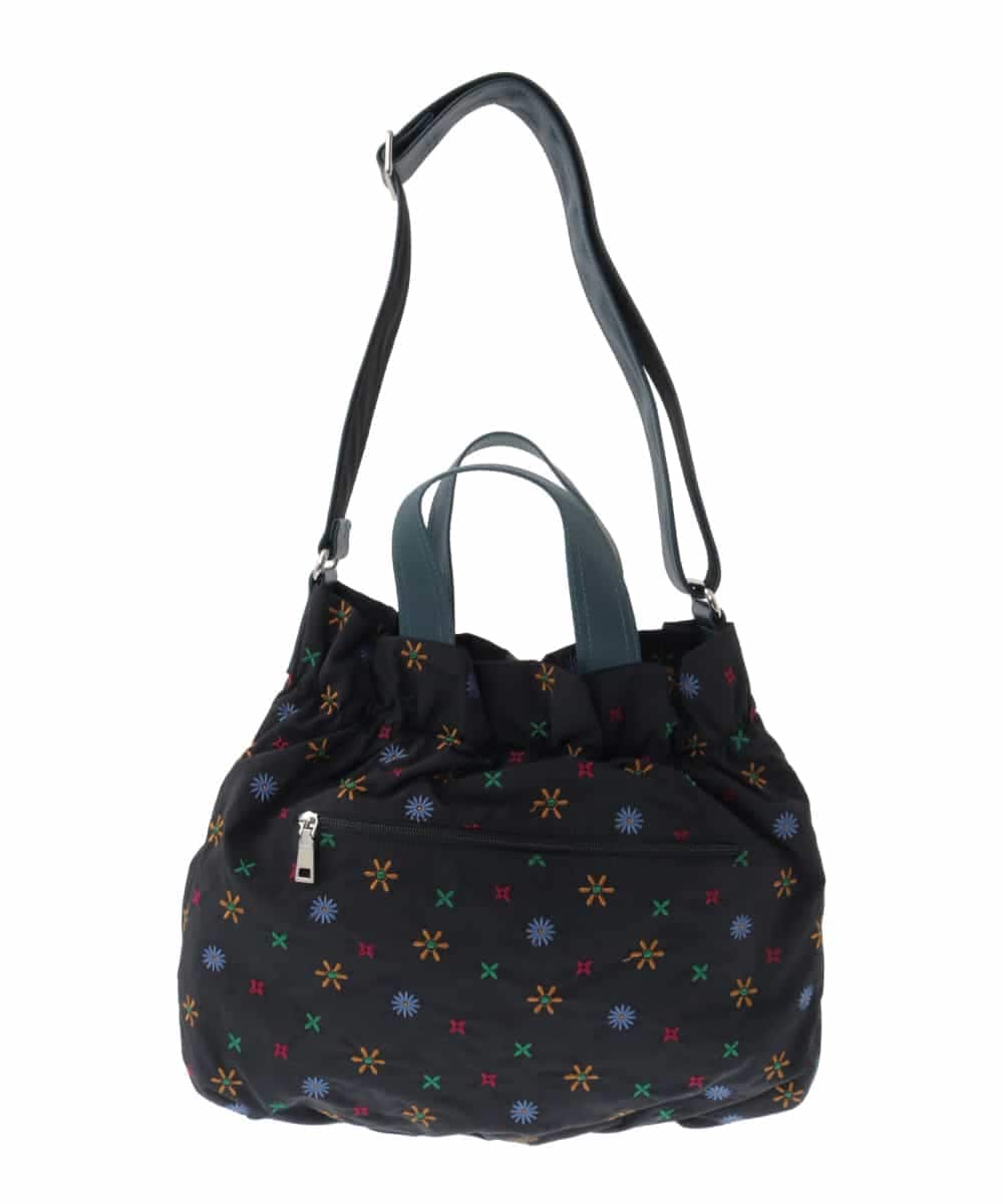 2WAY】フラワー刺繍ハンドル付きショルダーバッグ(ショルダーバッグ