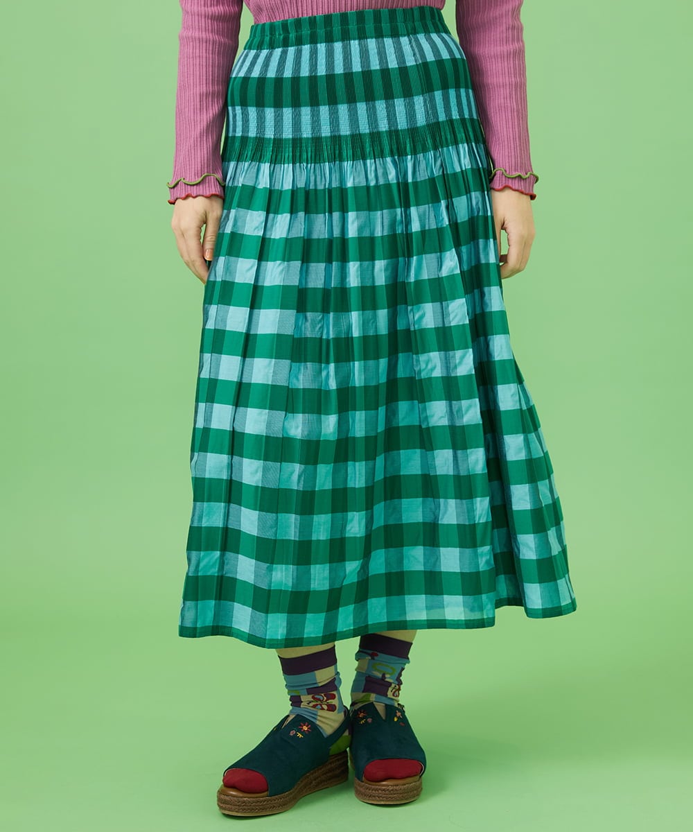 2WAY】リバーシブルジャカードチェックスカート(ロング・マキシ丈