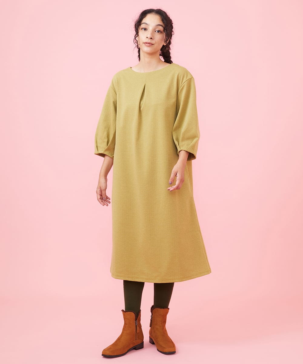 シャドウチェックジャカード カットソーワンピース(ワンピース