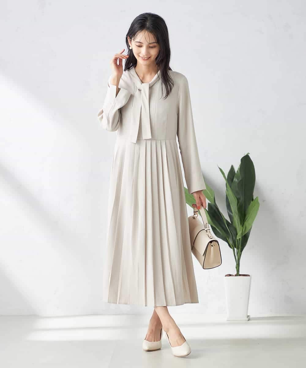 洗える】ボウタイプリーツワンピース(ワンピース) | a.v.v(アー・ヴェ