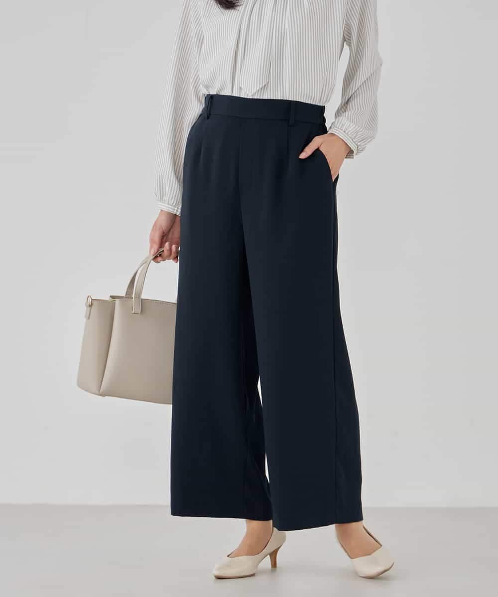 サテンワイドクロップドパンツ【洗える/速乾/毛玉になりにくい