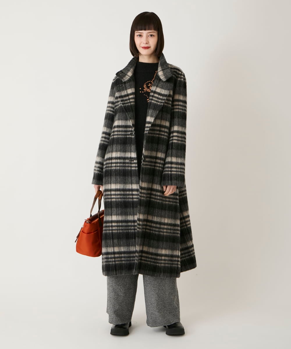 ウールシャギーチェック柄コート(その他のコート・ブルゾン) | HIROKO