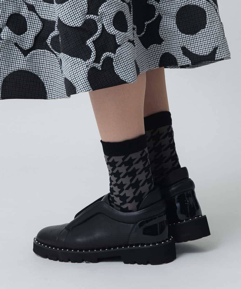 千鳥柄ジャカードソックス/日本製/洗濯機で洗える(レッグウェア