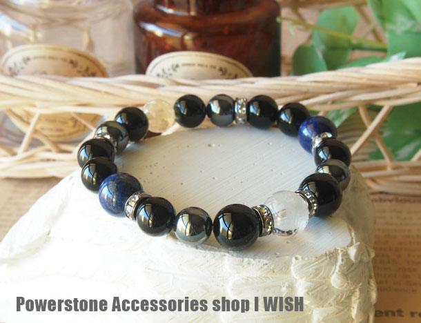 パワーストーン ブレスレット 青龍刻印入り水晶・モリオン・オニキス
