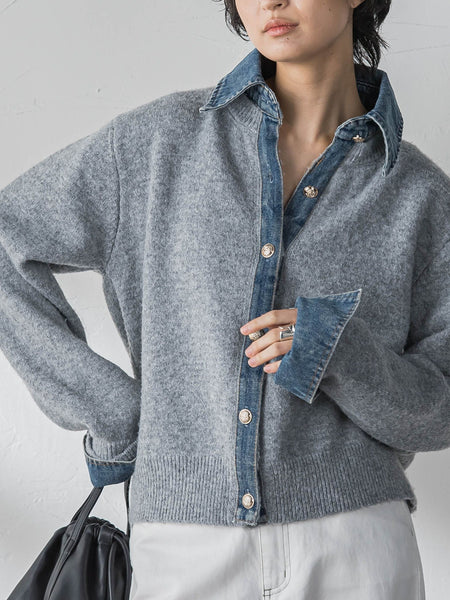 新色追加】デニムレイヤード風カーディガン≪手洗い可能≫ | MAYSON