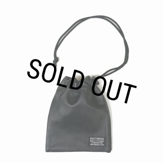 WACKO MARIA/SHEEP LEATHER DRAWSTRING BAG（BLACK）［レザードロー