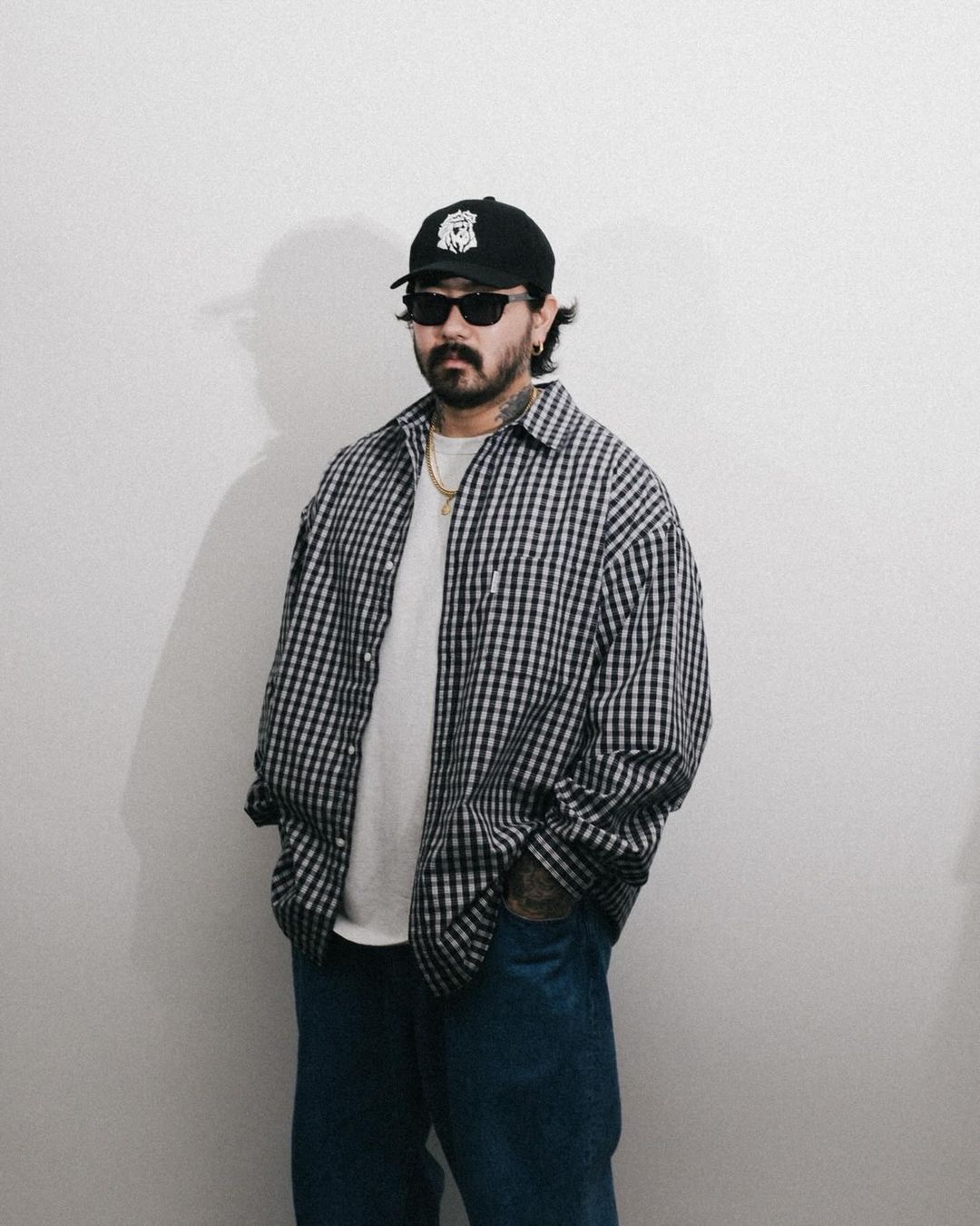 COOTIE PRODUCTIONS/Dobby Check L/S Shirt（Black）［ドビーチェック